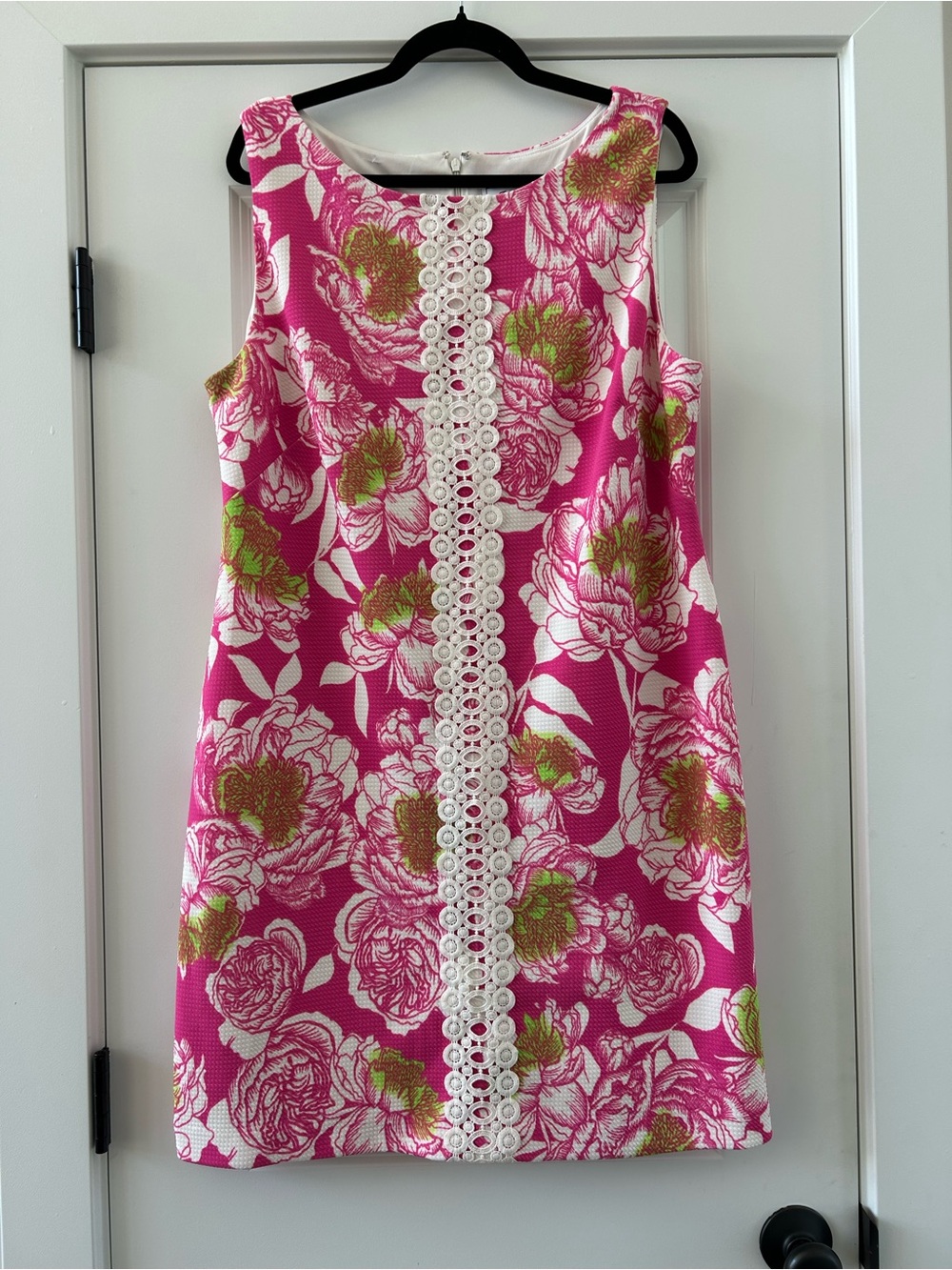 J Howard Size 18 Pink Floral Shift Dress Crochet Lace Sleeveless Plus Size